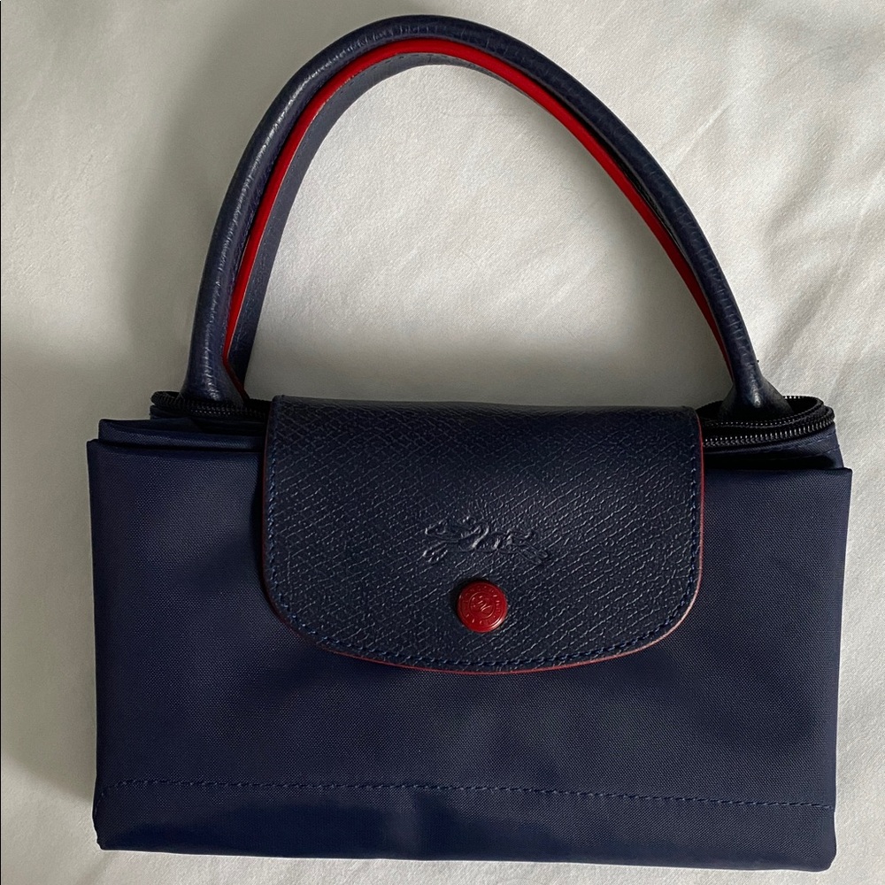 Longchamp Blue Bag with Red Details